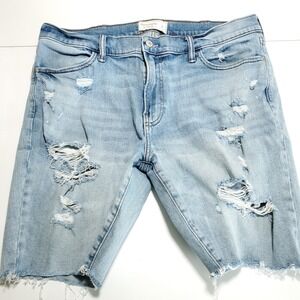 Abercrombie & Fitch Shorts Mens 36x8.5 Blue Denim Distressed Ripped